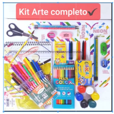 Kit 002 - Arte Material Escolar Completo Papelaria - 65 Itens
