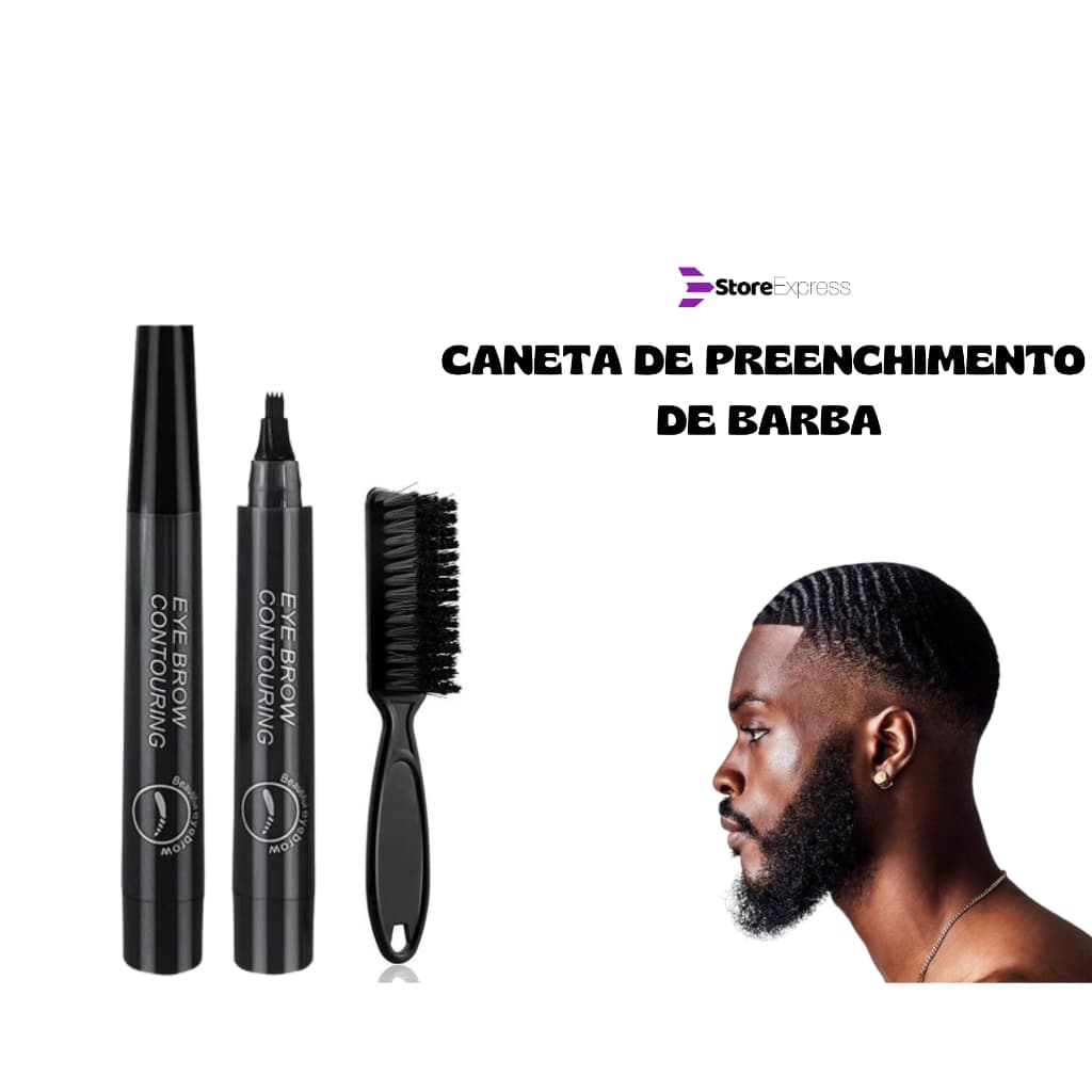 KIT CANETA DE PREENCHIMENTO PRETA DE BARBA E ESCOVA BLACK ANDIS A PROVA DE ÁGUA 15G - Top