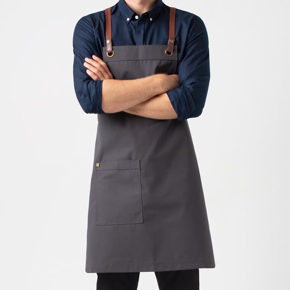 Avental em Brim Cinza Churrasco Barista Barbearia Cozinha Salão de Beleza Hotel Pousada Parrilla Jardinagem Sorveteria