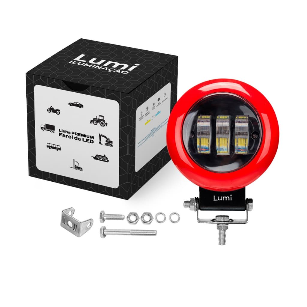 Kit Farol De Milha Led 30w Redodndo/Quadrado 12v-60V Cor Da Luz Branco Frio Auxiliar Barco Caminhão Off Road