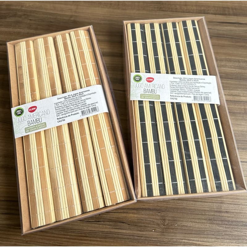 KIT JOGOS AMERICANO DE BAMBU 4 PEÇAS 30x42 cm Ref. CK2792