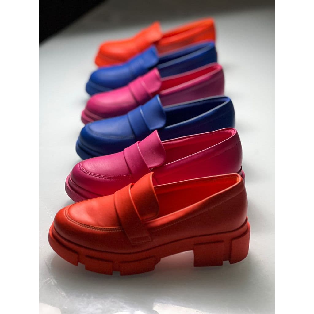 MOCASSIM FEMININO,SOLADO EM BORRACHA,CORES QUENTES,SOLADO ANTIDERRAPANTE