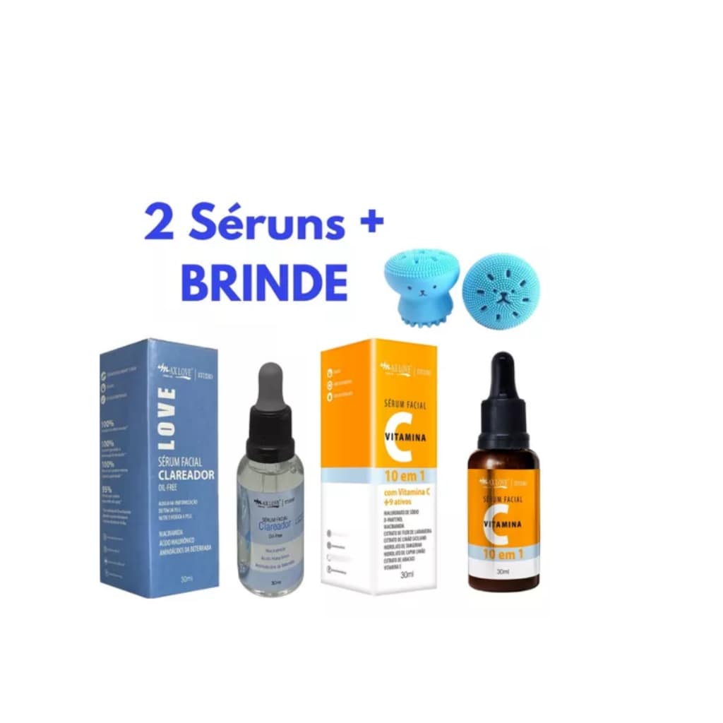 Sérum Clareador + Sérum Vitamina C Max Love Kit C/2 Unid