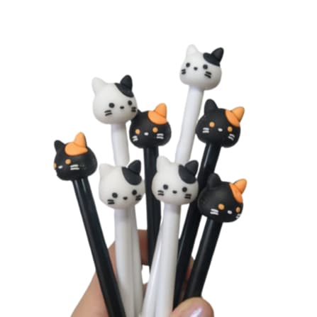 Caneta Fofa Gatinho Cat Pen Escrita fina Nanquim