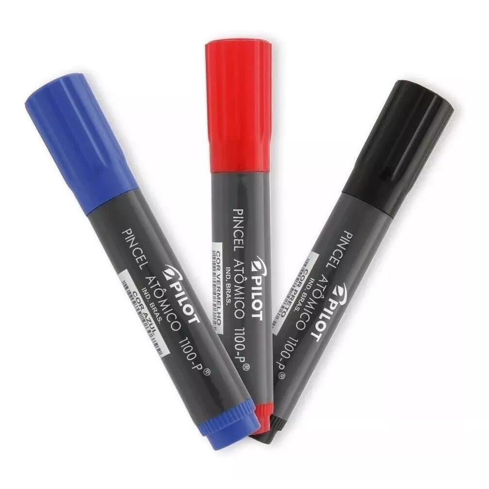 Canetão Permanente Pincel Atômico 1100-P  Kit 3 Cores