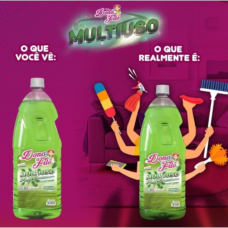 Multiuso Plus Fresh Lemon 2 Litros Com Bicarbonato de Sódio – Limpa, Desengordura e Elimina Odores