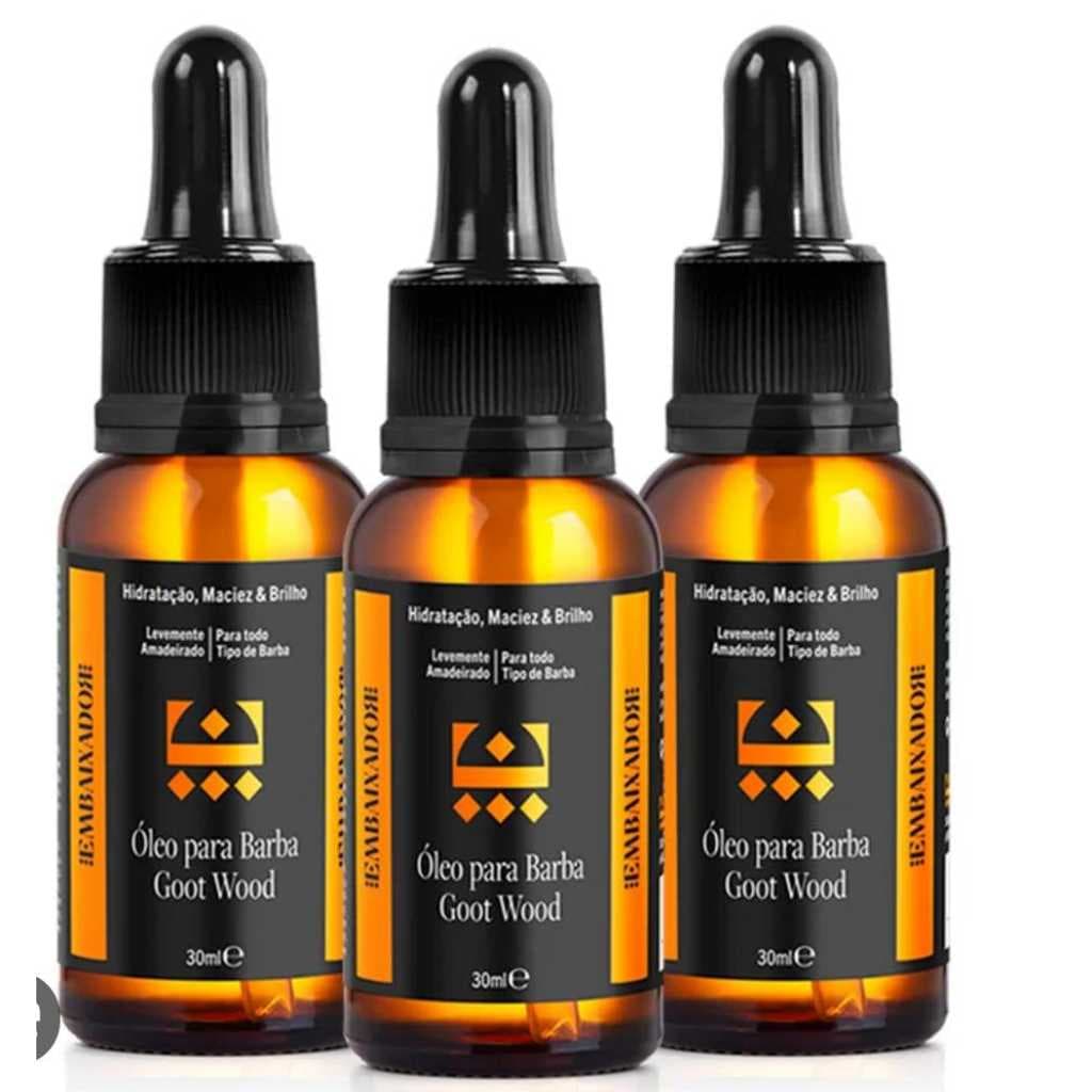 kit Embaixador 3 Óleo Para Barba Goot Wood  30ml