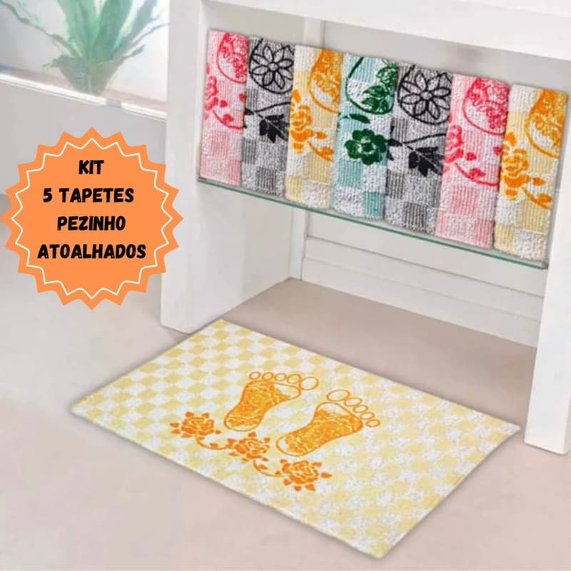 Kit Com 5 Unidades Tapetes Pezinho Banheiro Atoalhado Atacado