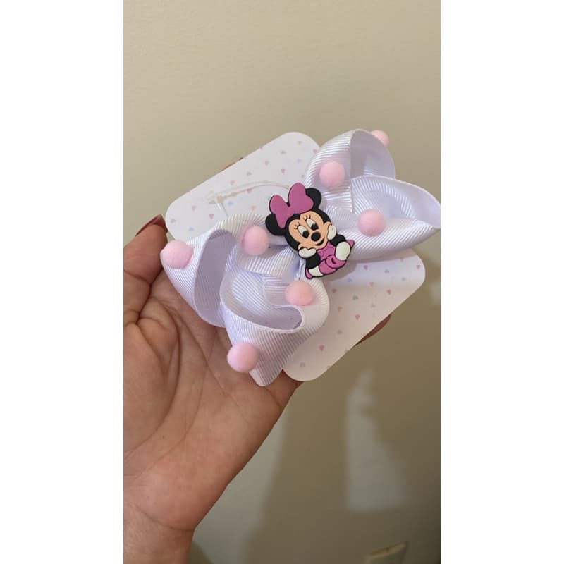 laço de cabelo Minie no bico de pato com borrachinha antideslizante para meninas