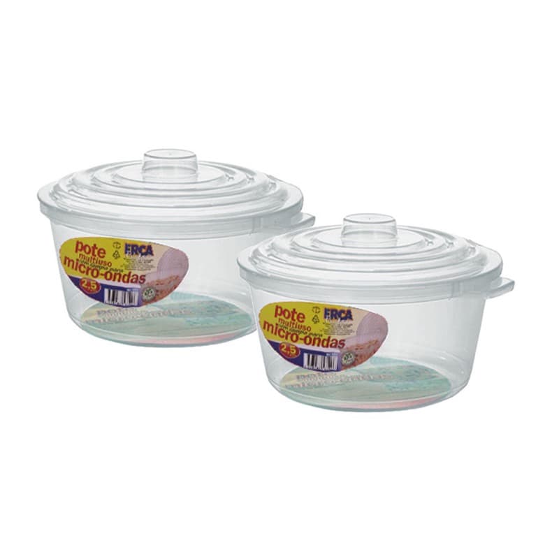 2 Panelas P/ Microondas Multiuso Faz Arroz, Legumes, Etc, 2.5 Litros Pote de Plástico
