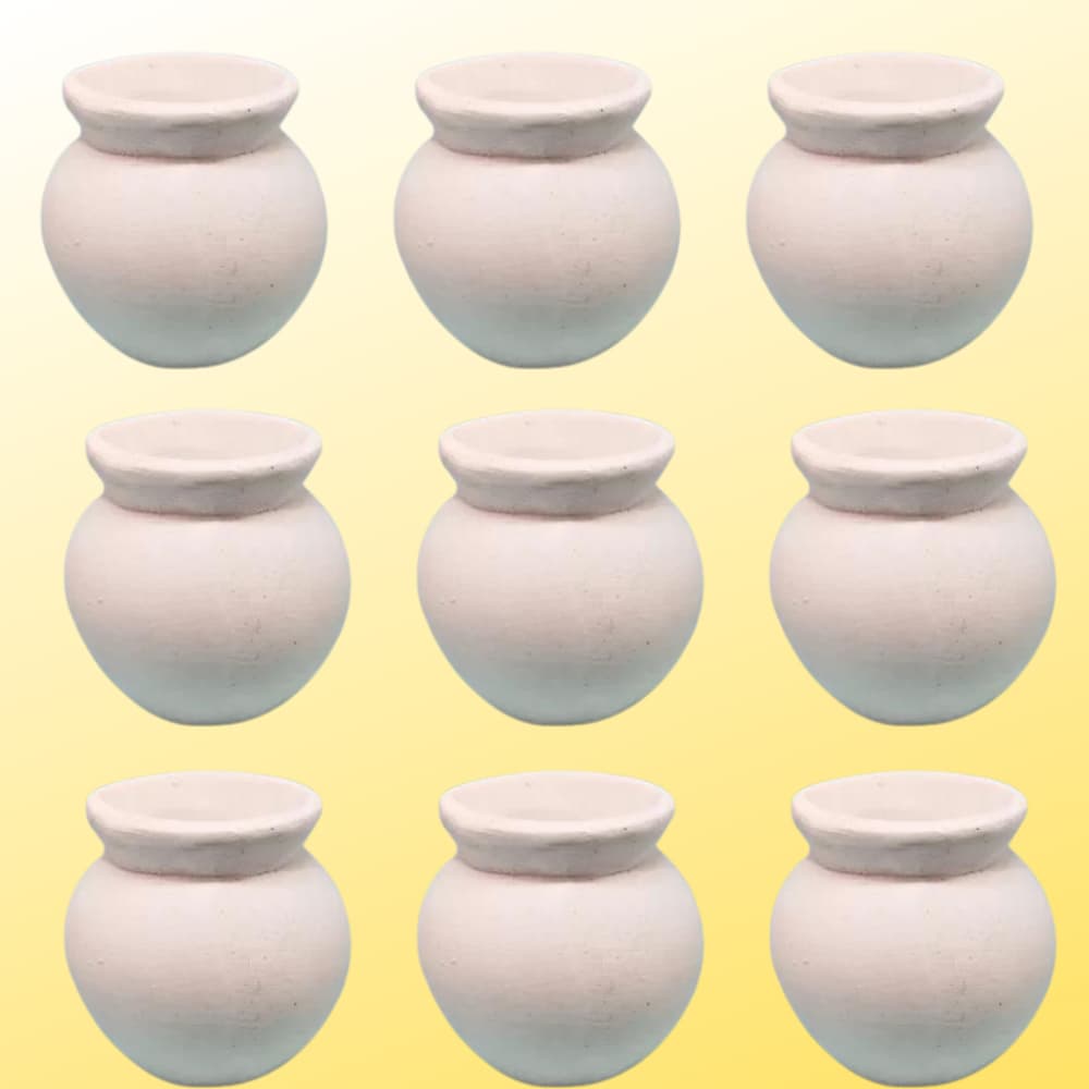 Mini Vaso de Gesso 4,5 cm  9 Unidades Lembrancinhas Vaso Bojudo Bojudinha Recodações