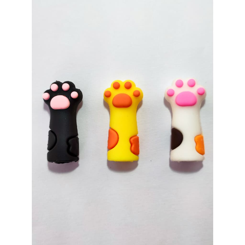 Kit 5 Capas Protetoras Lapiseira e Caneta -Formato Patinha de Gato Silicone