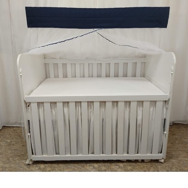 Mosquiteiro De Bando P/ Berço Padrão Americano Bando Tecido Azul Marinho 100% Algodão