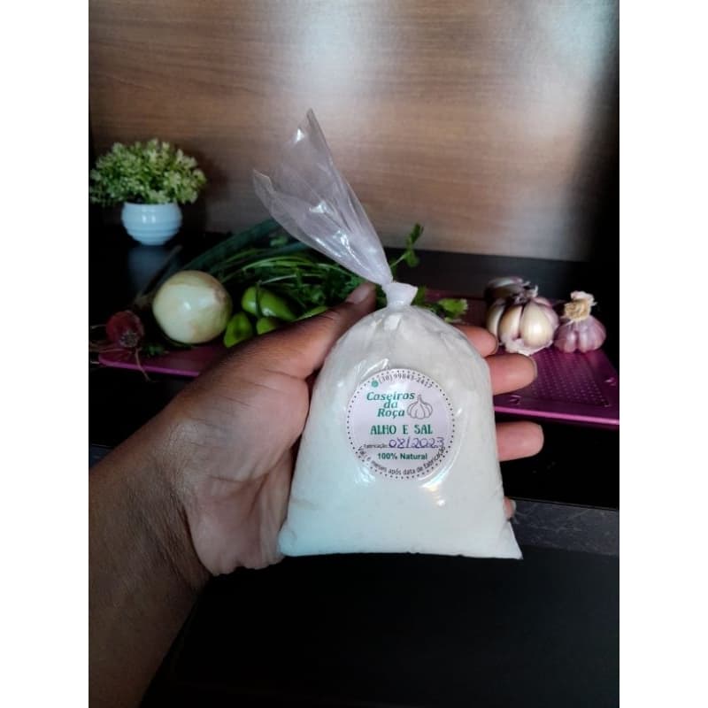Kit com 2 Temperos Caseiro Alho e Sal Orgânico e Livre de Agrotóxicos 350g Cada