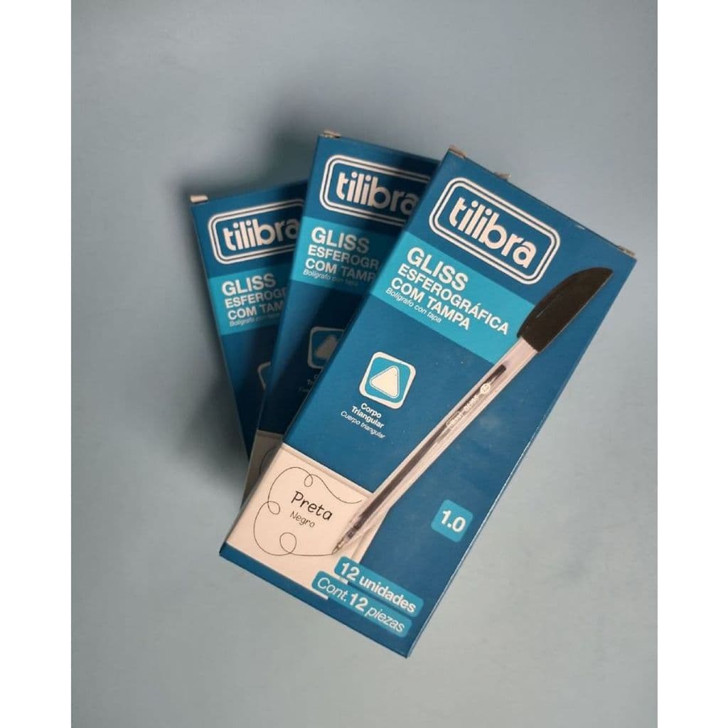 12 Canetas TILIBRA Azul/Preta/Vermelha