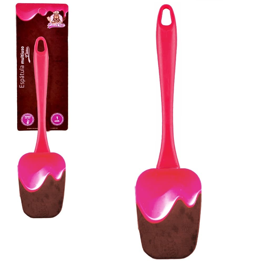 Espatula Silicone Pão Duro Caldas Morango Cabo Acrilico Bolo Doce Cozinha