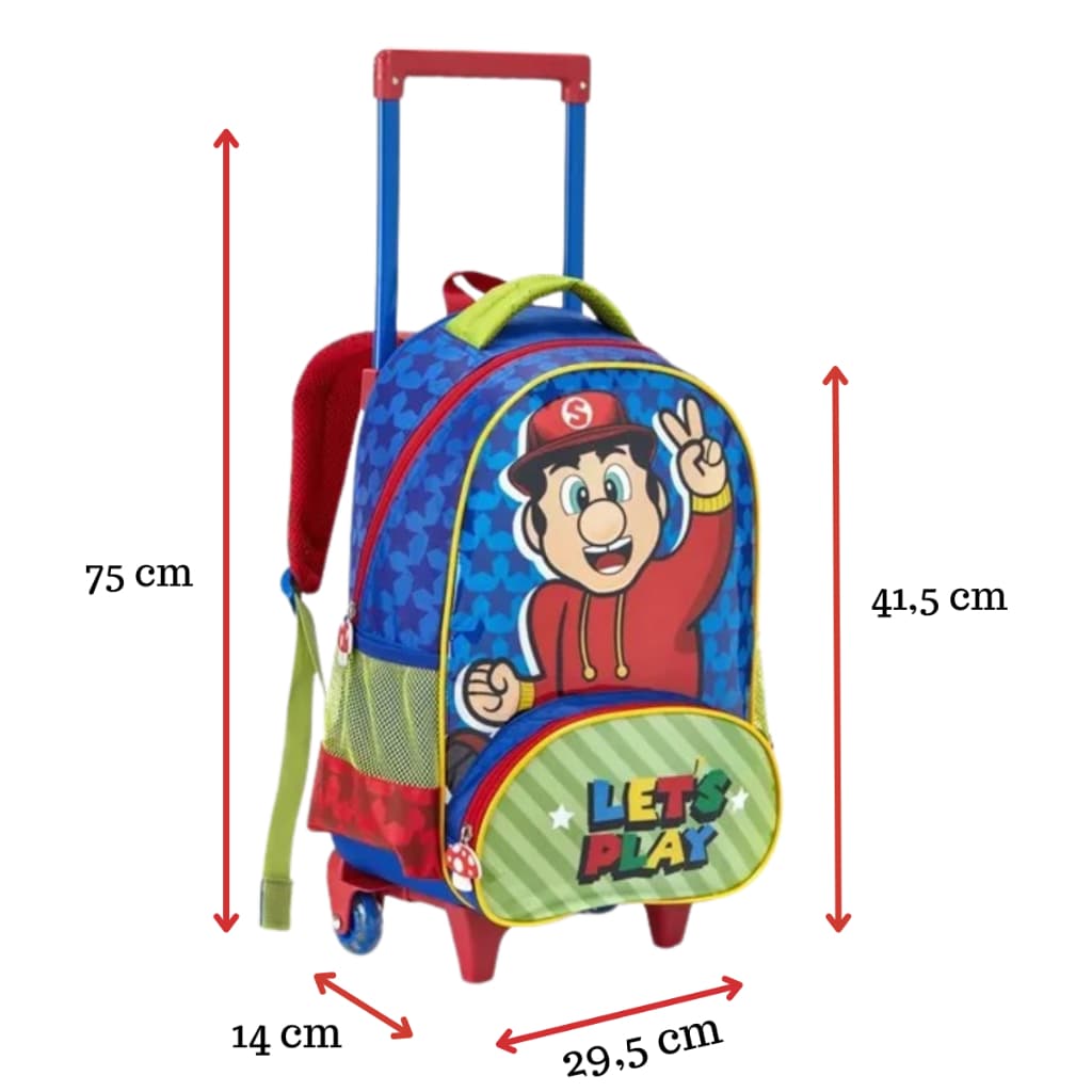 Mochila Mario Bros De Rodinha De Silicone  Denlex