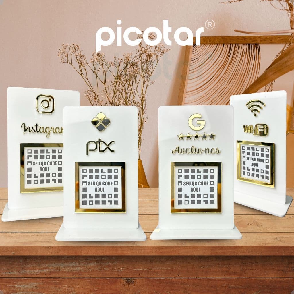 Placa QR Code Pix Acrílico Branco