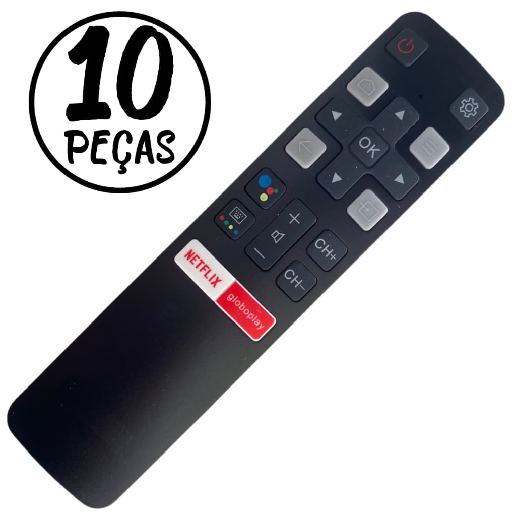 Kit 10 Controle Compatível Tv Tcl Smart Android Netflix
