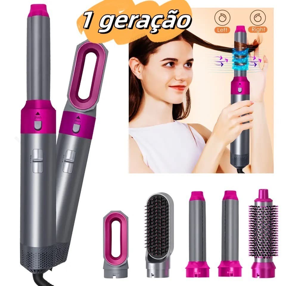 Secador De Cabelo 5 Combinado Com 1 Peça Pente Alisador E Frisador 110V Modelador Chapinha Prancha Encaracolado