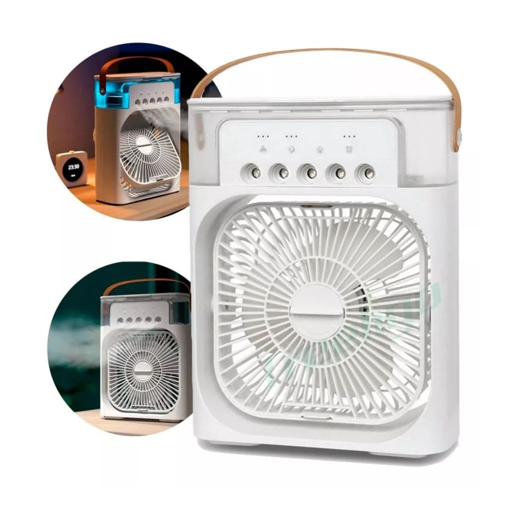Ventilador Portátil Com Iluminação Umidificador Climatizado Envio Aleatório!!