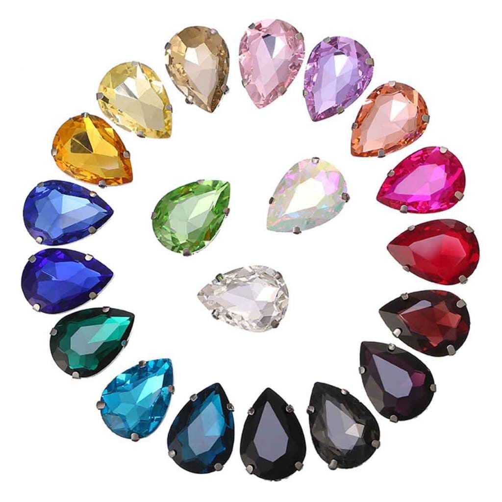 Chaton Vidro Cristal Engrampado Gota13x18mm