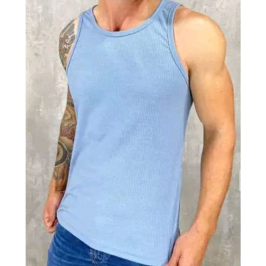 Regatas GYM Americana Malha Canelado Slim Fit