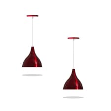 Kit 2 Pendentes Sport Gota Lustres ( Vermelho Cereja  Com A textura Branco )
