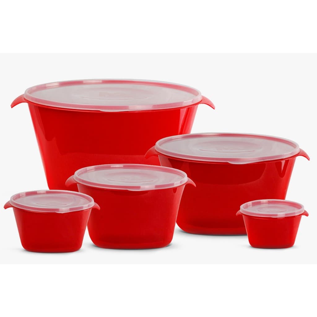 Kit 5 vasilhas plástico com tampa organizadores potes herméticos de armazenamento de alimento multiuso tipo tupperware
