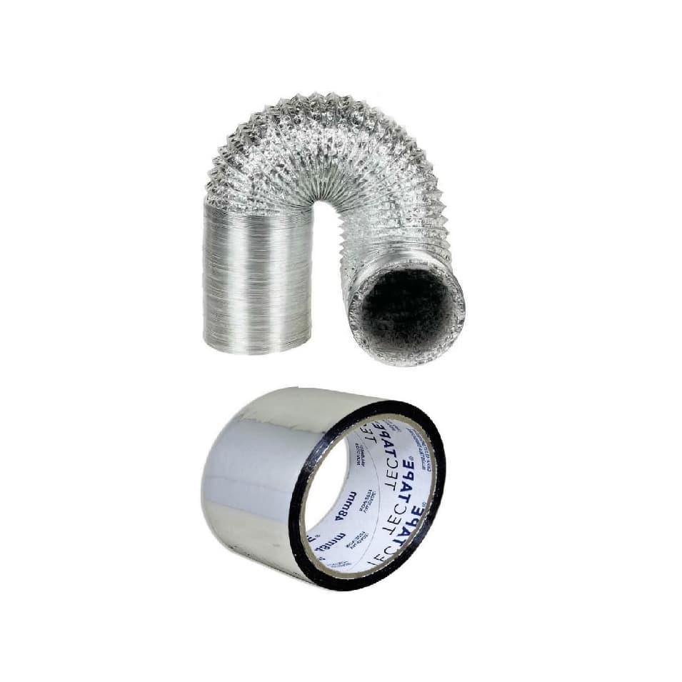 Duto Flexível Aluminizado 100, 125, 150, 200mm 10 Metros + Fita Grow Coifa Cozinha Banheiro