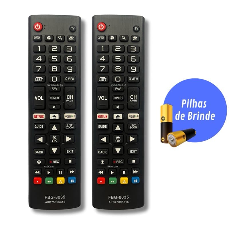 Kit 2 Controles Remoto Com Pilhas  Compatível Com L&G TV Smart