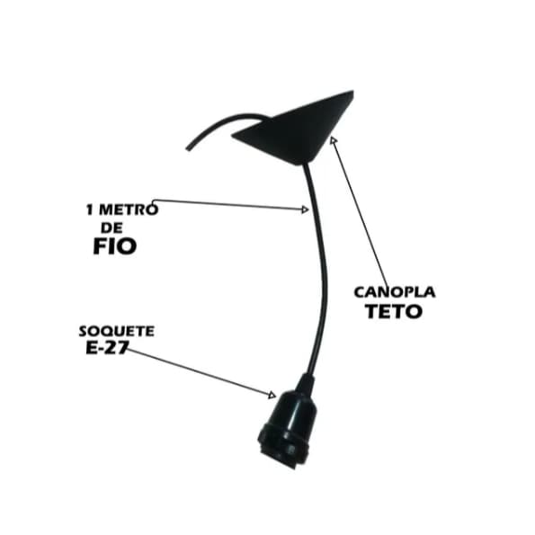 Pendente Fio Cabo Decorativo Liso 1 Metro Com Canopla 110/220v