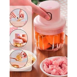 Mini Processador Moedor Elétrico Vegetais Alho Recarregável 3 Lâminas/Mini Processador de Alimentos 250ml Moedor Alho Elétrico Sem Fio Recarregável USB