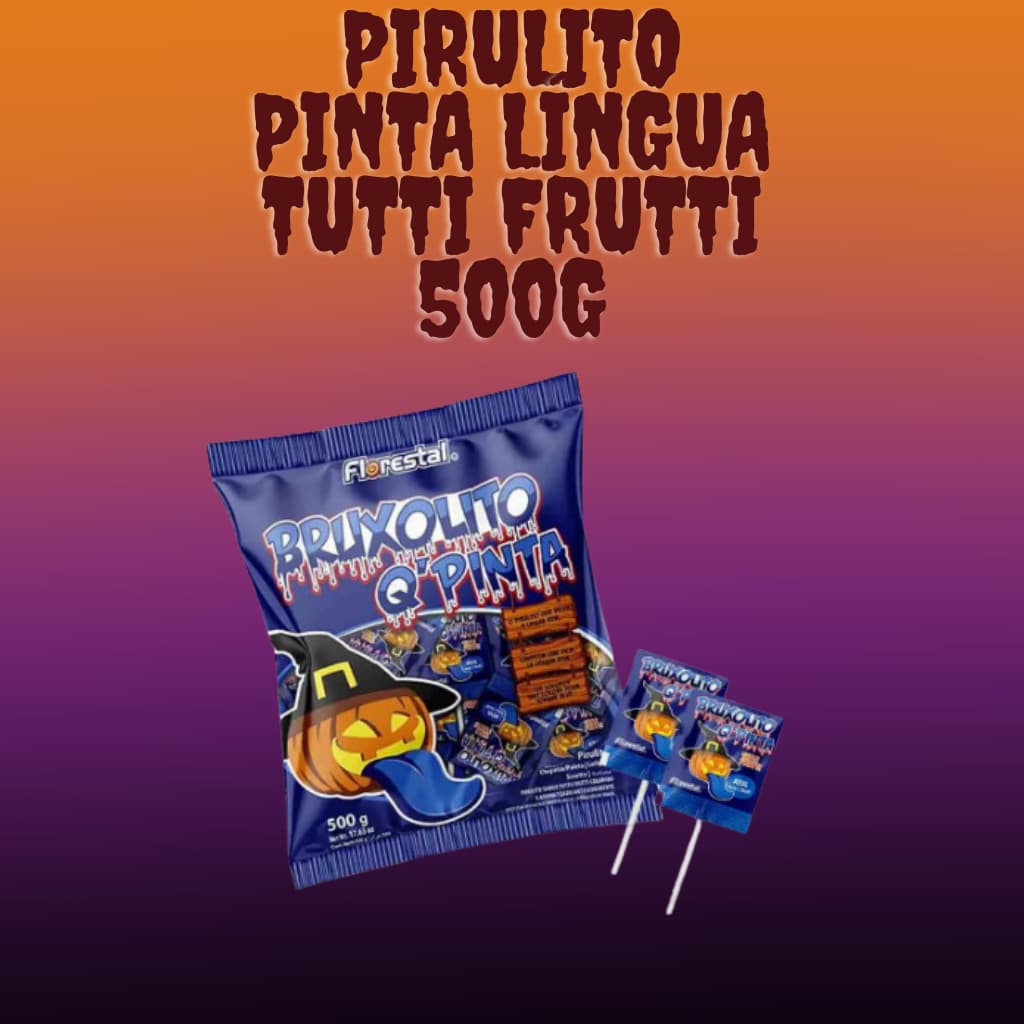 Pirulito Halloween Bruxolito Pinta Lingua 500g Florestal