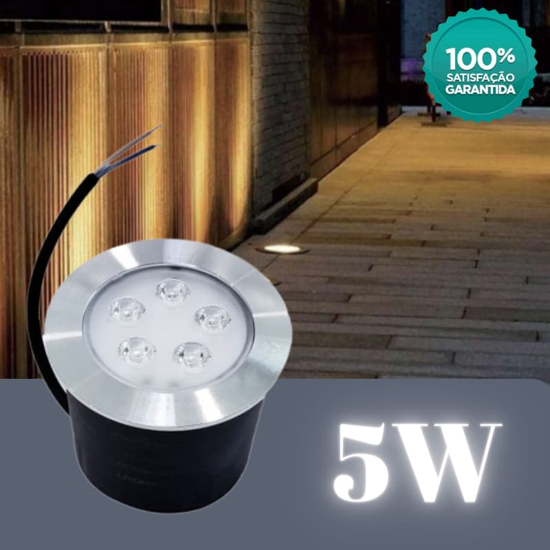 Balizador de Solo LED 5W Embutir – Spot para Jardim, Piso ou Chão, à Prova d’Água