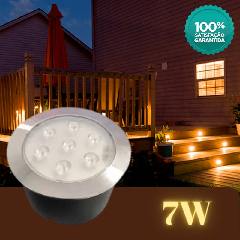 Balizador LED 7W de Embutir Piso Chão Deck Bivolt IP65 Jardim Cor: Branco-Frio // Branco-Quente