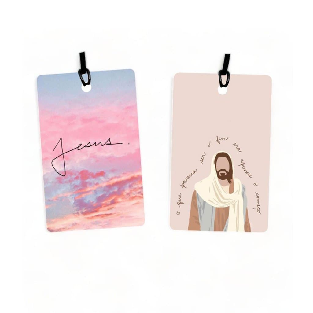 02 Tags para Malas, bolsas e mochilas - temas Gospel Cristãos para identificação - em PVC e fio de silicone - ref 01.