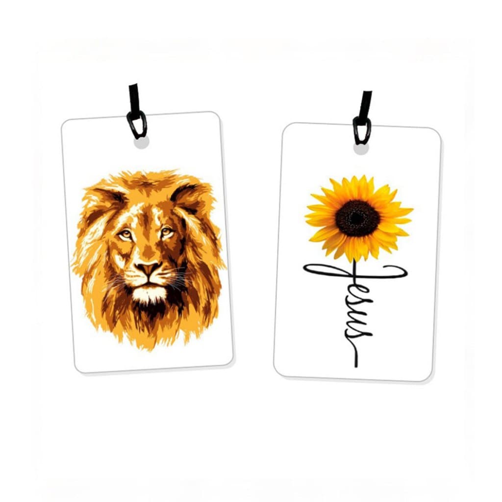02 Tags para Malas, bolsas e mochilas - temas Gospel Cristãos para identificação - em PVC e fio de silicone - ref 06.