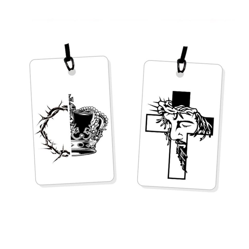 02 Tags para Malas, bolsas e mochilas - temas Gospel Cristãos para identificação - em PVC e fio de silicone - ref 05.