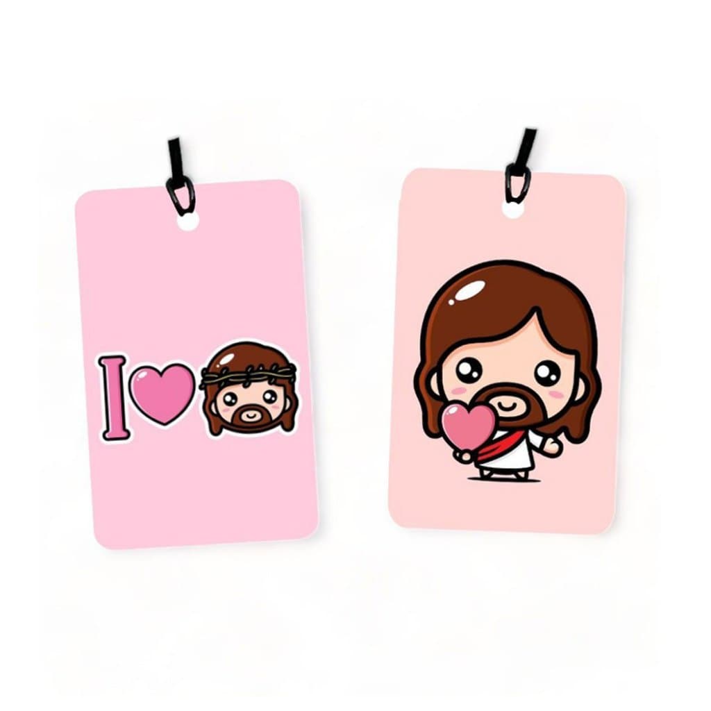 02 Tags para Malas, bolsas e mochilas - temas Gospel Cristãos para identificação - em PVC e fio de silicone - ref 07.