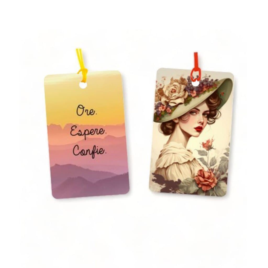 02 Tags para Malas, bolsas e mochilas - temas Gospel Cristãos para identificação - em PVC e fio de silicone - ref 11