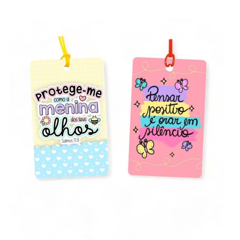 02 Tags para Malas, bolsas e mochilas - temas Gospel Cristãos para identificação - em PVC e fio de silicone - ref 12.