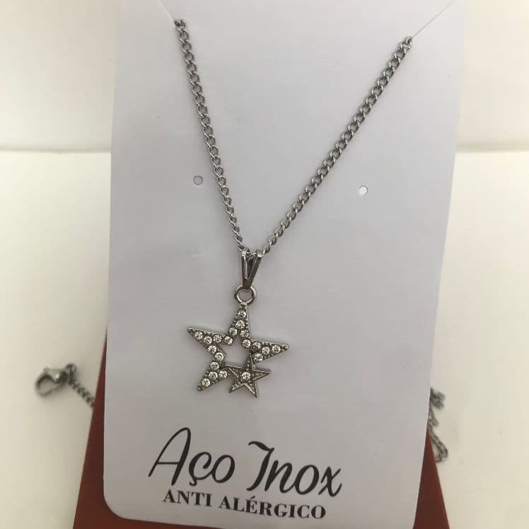 Colar de Aço Inoxidável com pingente Feminino