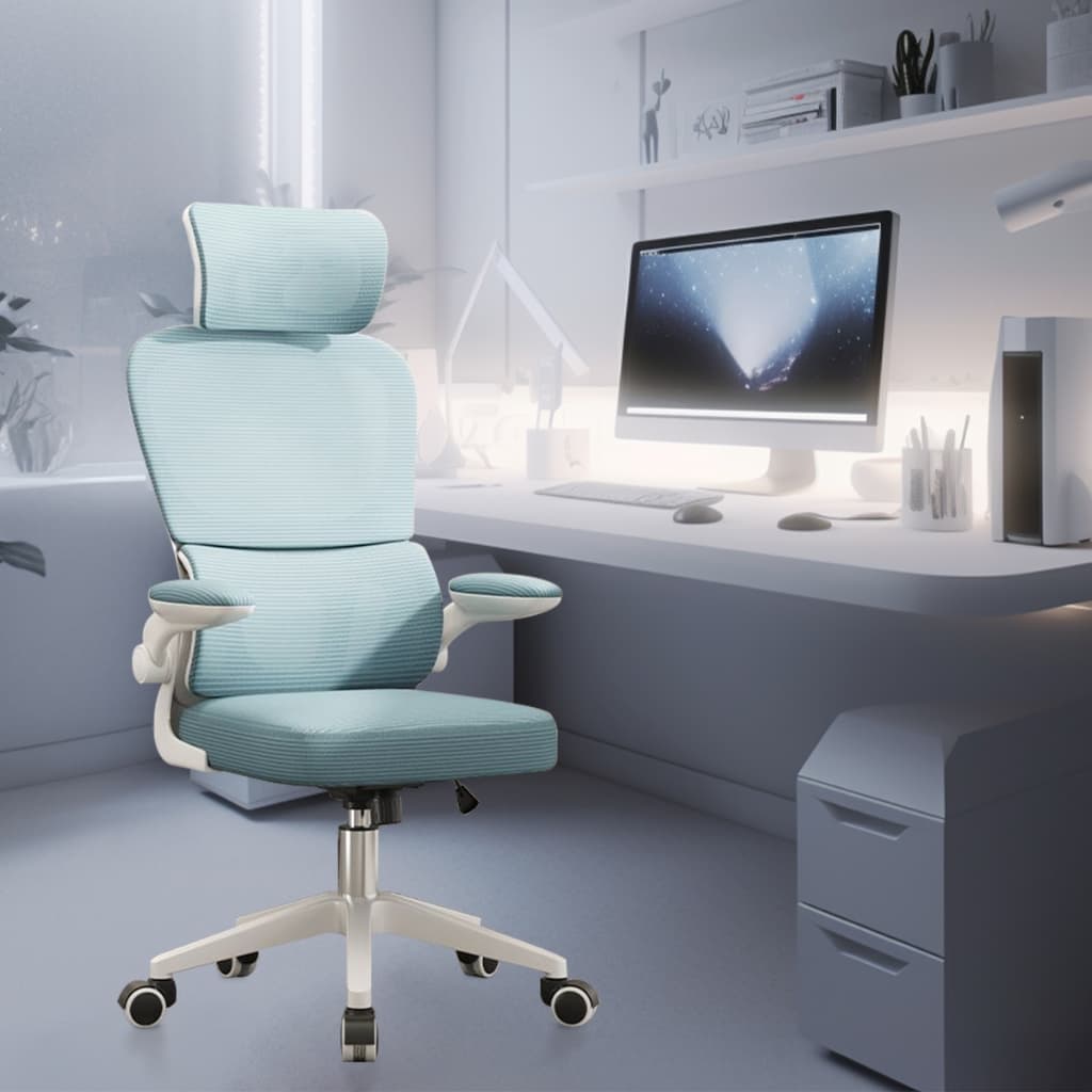 Cadeira de escritório, design ergonômico com suporte lombar independente, malha respirável e encosto de cabeça ajustável（verde）