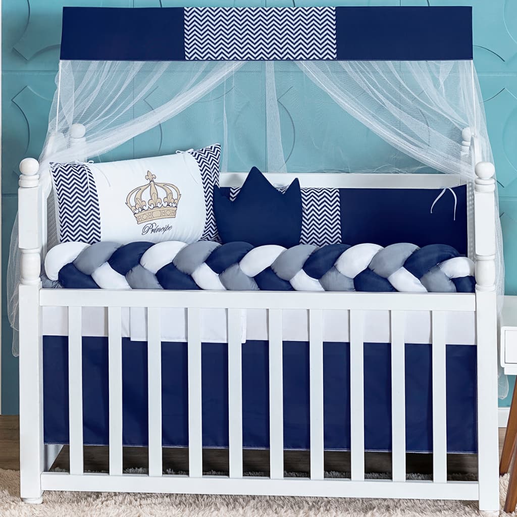 KIT BERÇO 11 PÇS COROA PRINCIPE PRINCESA MODELO AMERICANO MENINO E MENINA COMPLETO