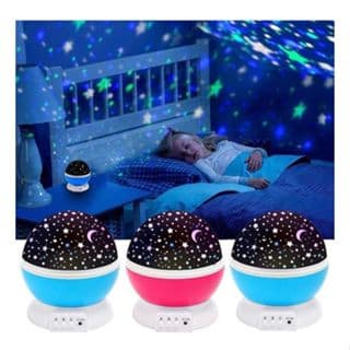 Luminaria Abajur luz led Rotativa 360º Projetor Globo Estrela Criança Festa Star Galáxia Lua Colorida Decorações lua tek