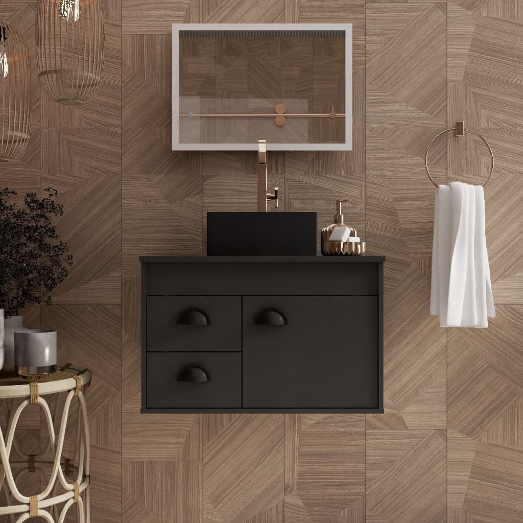 Gabinete Banheiro Armario Cuba Pia 100% Mdf - Udine 63cm