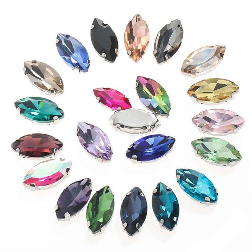Chaton Vidro Cristal Engrampado Navete 7x15mm DIY vestido decorativos sapato