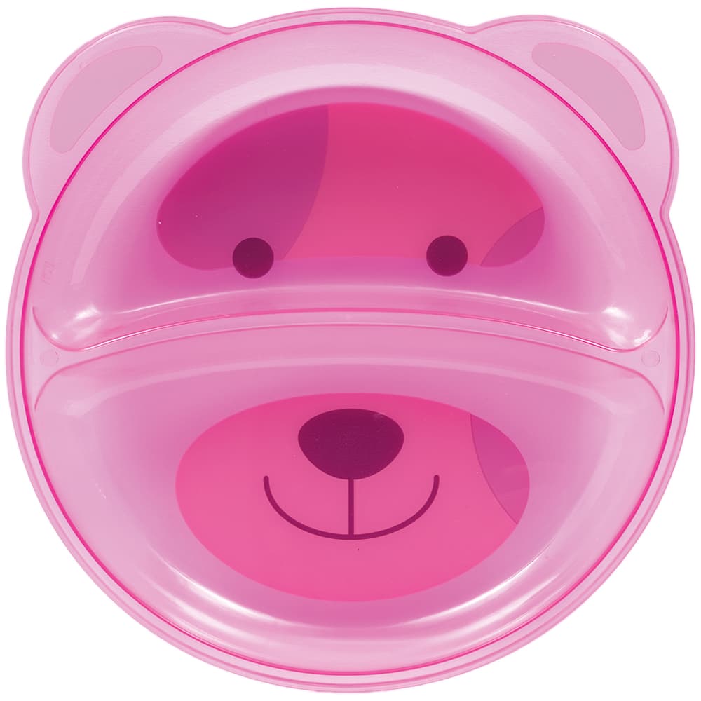Prato Com Divisória Urso Rosa Buba Baby Bebê Pratinho Infantil Criança