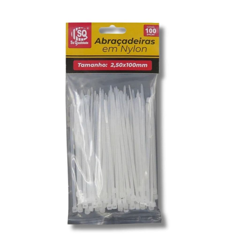 ABRAÇADEIRA  EM NYLON  2.5mm X 100MM C/ 100 UN - SQ